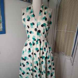 1950s circle halter dress with large front pockets